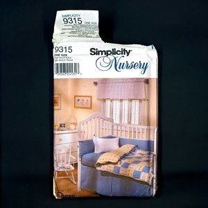 Vtg Simplicity 9315 Shabby Chic Nursery Duvet Cover Crib Sheet Valance Uncut FF